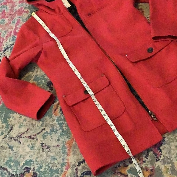 CARVE DESIGNS Red Festive Wool Blend Pea Coat M - Picture 10 of 11